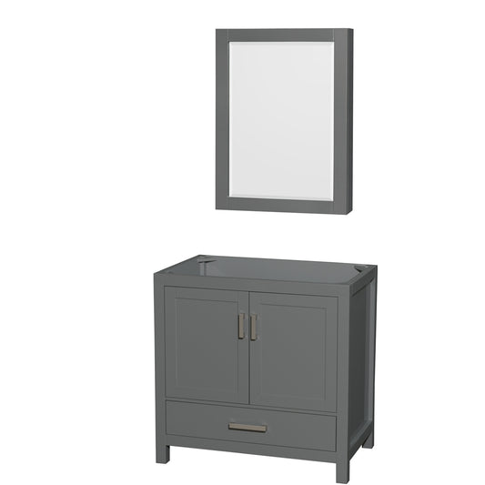 36 inch Single Bathroom Vanity in Dark Gray, No Countertop, No Sink, and Medicine Cabinet - Luxe Bathroom Vanities Luxury Bathroom Fixtures Bathroom Furniture