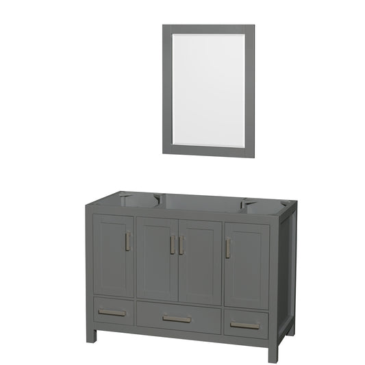 48 inch Single Bathroom Vanity in Dark Gray, No Countertop, No Sink, and 24 inch Mirror - Luxe Bathroom Vanities Luxury Bathroom Fixtures Bathroom Furniture