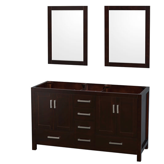 60 inch Double Bathroom Vanity, No Countertop, No Sinks, and 24 inch Mirrors - Luxe Bathroom Vanities Luxury Bathroom Fixtures Bathroom Furniture