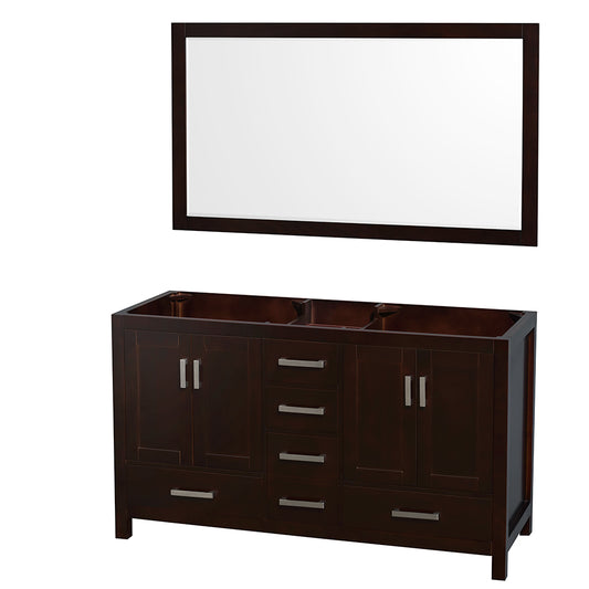 60 inch Double Bathroom Vanity, No Countertop, No Sinks, and 58 inch Mirror - Luxe Bathroom Vanities Luxury Bathroom Fixtures Bathroom Furniture