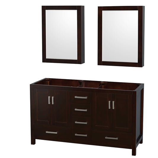60 inch Double Bathroom Vanity, No Countertop, No Sinks, and Medicine Cabinets - Luxe Bathroom Vanities Luxury Bathroom Fixtures Bathroom Furniture