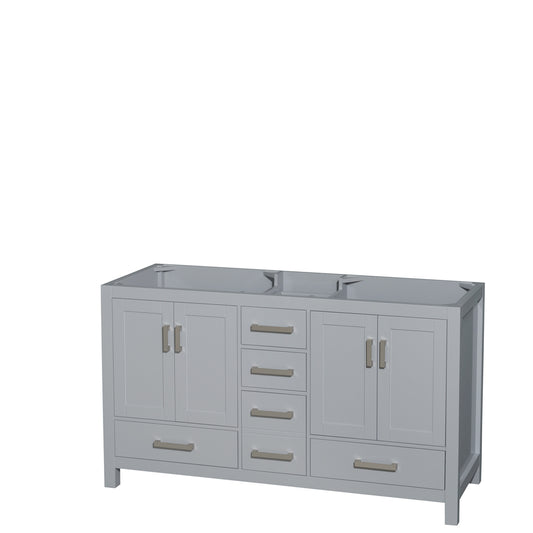 60 inch Double Bathroom Vanity in Gray, No Countertop, No Sinks, and No Mirror - Luxe Bathroom Vanities Luxury Bathroom Fixtures Bathroom Furniture