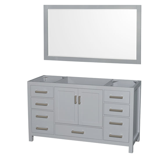 60 inch Single Bathroom Vanity in Gray, No Countertop, No Sink, and 58 inch Mirror - Luxe Bathroom Vanities Luxury Bathroom Fixtures Bathroom Furniture