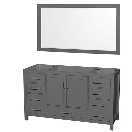 60 inch Single Bathroom Vanity in Dark Gray, No Countertop, No Sink, and 58 inch Mirror - Luxe Bathroom Vanities Luxury Bathroom Fixtures Bathroom Furniture