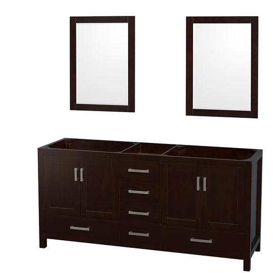 72 inch Double Bathroom Vanity, No Countertop, No Sinks, and 24 inch Mirrors - Luxe Bathroom Vanities Luxury Bathroom Fixtures Bathroom Furniture