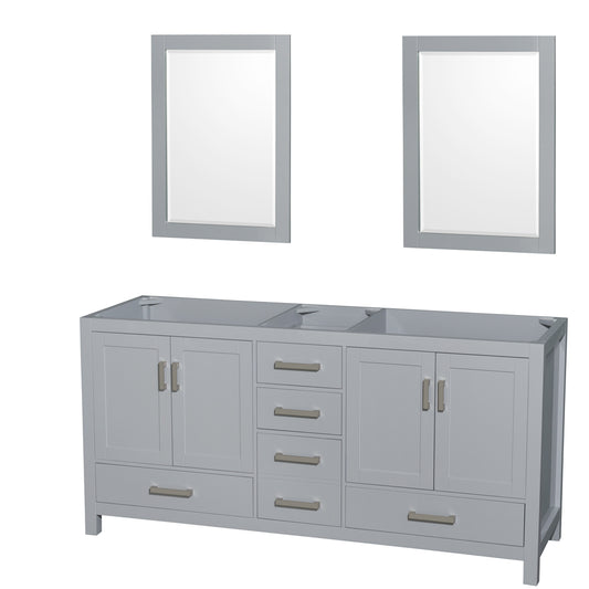 72 inch Double Bathroom Vanity in Gray, No Countertop, No Sink, and 24 inch Mirrors - Luxe Bathroom Vanities Luxury Bathroom Fixtures Bathroom Furniture