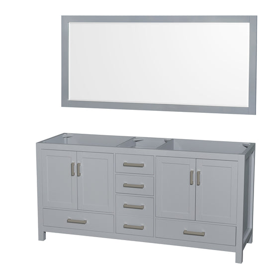 72 inch Double Bathroom Vanity in Gray, No Countertop, No Sink, and 70 inch Mirror - Luxe Bathroom Vanities Luxury Bathroom Fixtures Bathroom Furniture