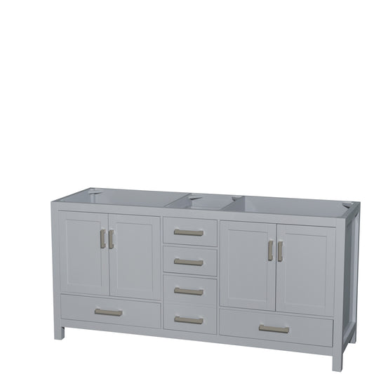 72 inch Double Bathroom Vanity in Gray, No Countertop, No Sink, and No Mirror - Luxe Bathroom Vanities Luxury Bathroom Fixtures Bathroom Furniture