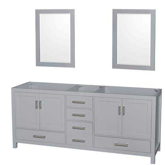 80 inch Double Bathroom Vanity in Gray, No Countertop, No Sink, and 24 inch Mirrors - Luxe Bathroom Vanities Luxury Bathroom Fixtures Bathroom Furniture