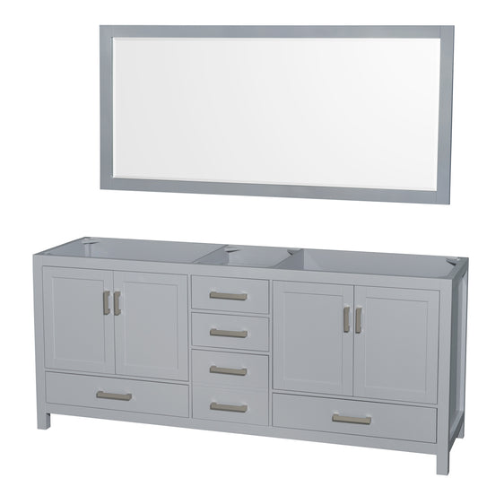 80 inch Double Bathroom Vanity in Gray, No Countertop, No Sink, and 70 inch Mirror - Luxe Bathroom Vanities Luxury Bathroom Fixtures Bathroom Furniture