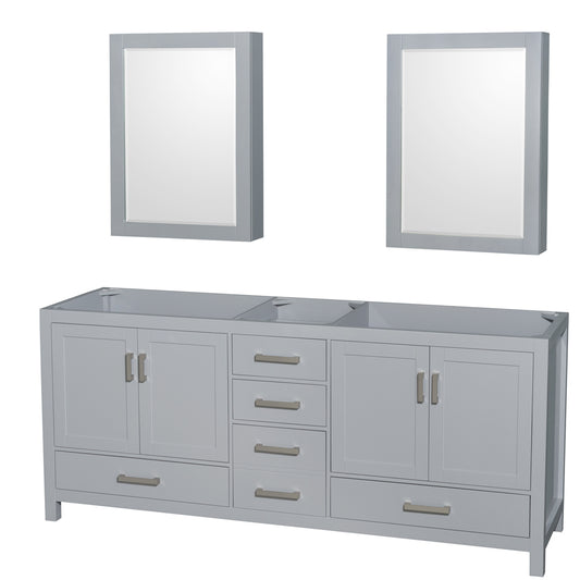 80 inch Double Bathroom Vanity in Gray, No Countertop, No Sink, and Medicine Cabinets - Luxe Bathroom Vanities Luxury Bathroom Fixtures Bathroom Furniture