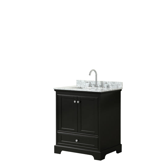 30 Inch Single Bathroom Vanity, White Carrara Marble Countertop, Undermount Square Sink, and No Mirror - Luxe Bathroom Vanities Luxury Bathroom Fixtures Bathroom Furniture