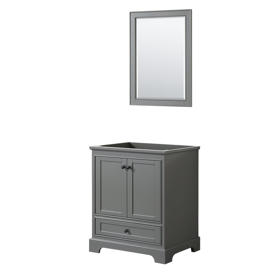 Wyndham Deborah 30 Inch Single Bathroom Vanity, No Countertop, No Sink in Matte Black Trim with 24 Inch Mirror - Luxe Bathroom Vanities