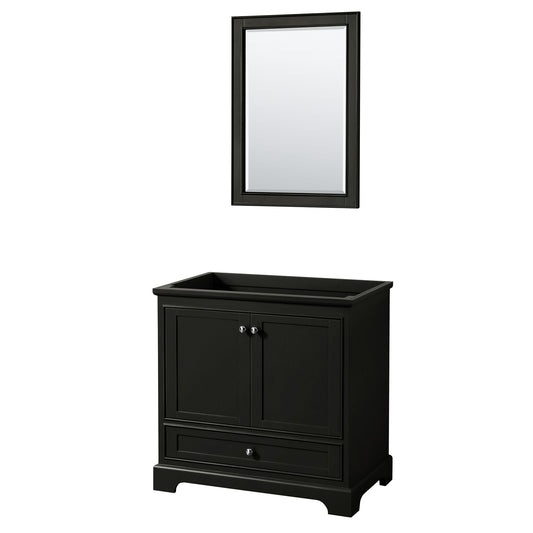 36 Inch Single Bathroom Vanity in Dark Espresso, No Countertop, No Sink, and 24 Inch Mirror - Luxe Bathroom Vanities Luxury Bathroom Fixtures Bathroom Furniture