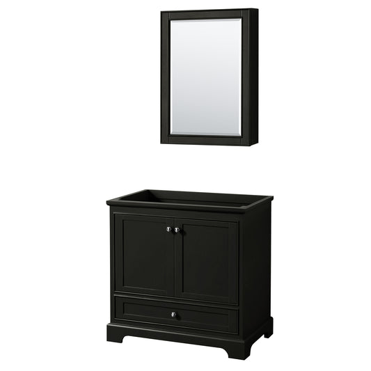 36 Inch Single Bathroom Vanity in Dark Espresso, No Countertop, No Sink, and Medicine Cabinet - Luxe Bathroom Vanities Luxury Bathroom Fixtures Bathroom Furniture