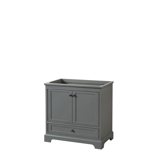 Wyndham Deborah 36 Inch Single Bathroom Vanity, No Countertop, No Sink in Matte Black Trim - Luxe Bathroom Vanities