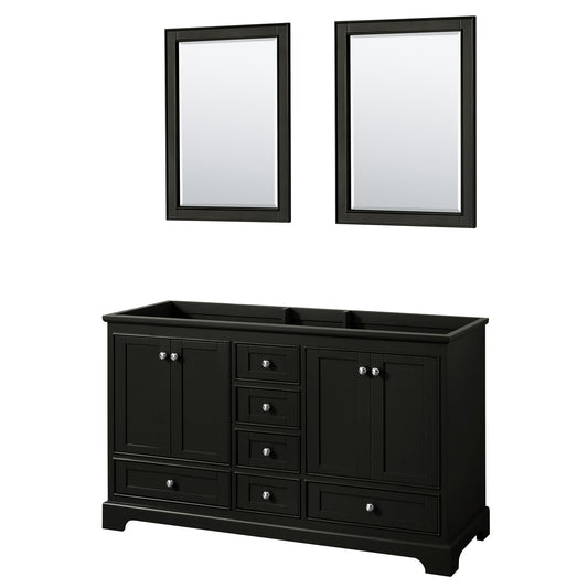 60 Inch Double Bathroom Vanity in Dark Espresso, No Countertop, No Sinks, and 24 Inch Mirrors - Luxe Bathroom Vanities Luxury Bathroom Fixtures Bathroom Furniture
