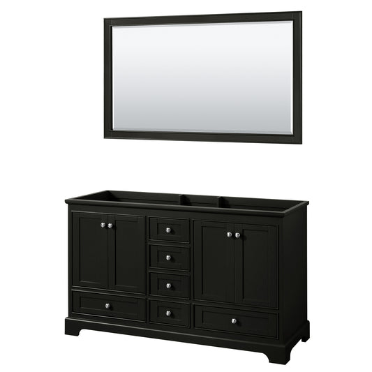 60 Inch Double Bathroom Vanity in Dark Espresso, No Countertop, No Sinks, and 58 Inch Mirror - Luxe Bathroom Vanities Luxury Bathroom Fixtures Bathroom Furniture