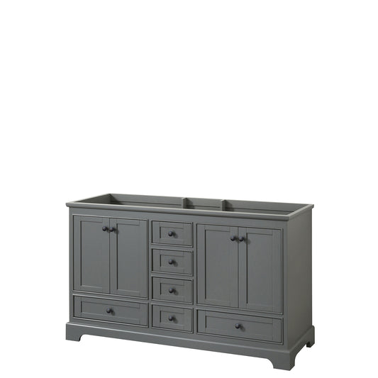 Wyndham Deborah 60 Inch Double Bathroom Vanity, No Countertop, No Sinks in Matte Black Trim - Luxe Bathroom Vanities
