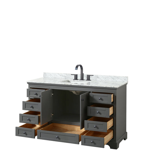 Wyndham Deborah 60 Inch Single Bathroom Vanity Undermount Square Sink in Matte Black Trim - Luxe Bathroom Vanities