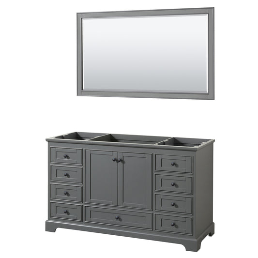 Wyndham Deborah 60 Inch Single Bathroom Vanity, No Countertop, No Sink in Matte Black Trim with 58 Inch Mirror - Luxe Bathroom Vanities