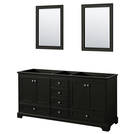 72 Inch Double Bathroom Vanity in Dark Espresso, No Countertop, No Sinks, and 24 Inch Mirrors - Luxe Bathroom Vanities Luxury Bathroom Fixtures Bathroom Furniture
