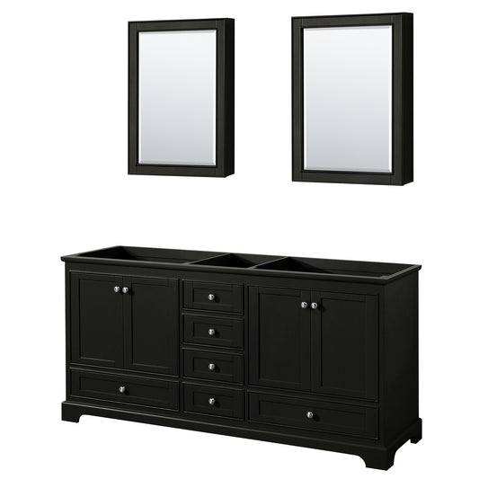 72 Inch Double Bathroom Vanity in Dark Espresso, No Countertop, No Sinks, and Medicine Cabinets - Luxe Bathroom Vanities Luxury Bathroom Fixtures Bathroom Furniture