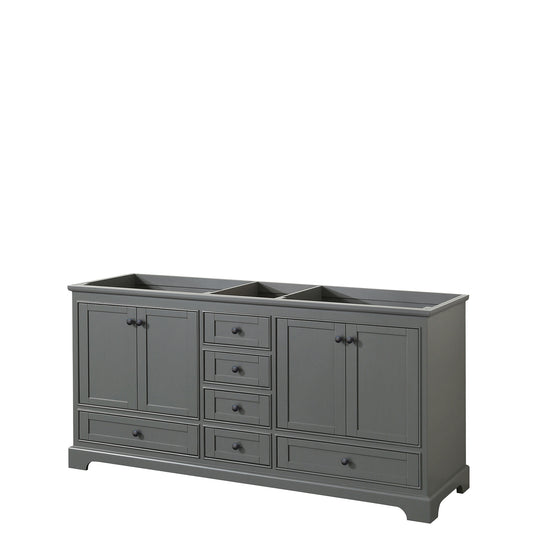 Wyndham Deborah 72 Inch Double Bathroom Vanity, No Countertop, No Sinks in Matte Black Trim - Luxe Bathroom Vanities