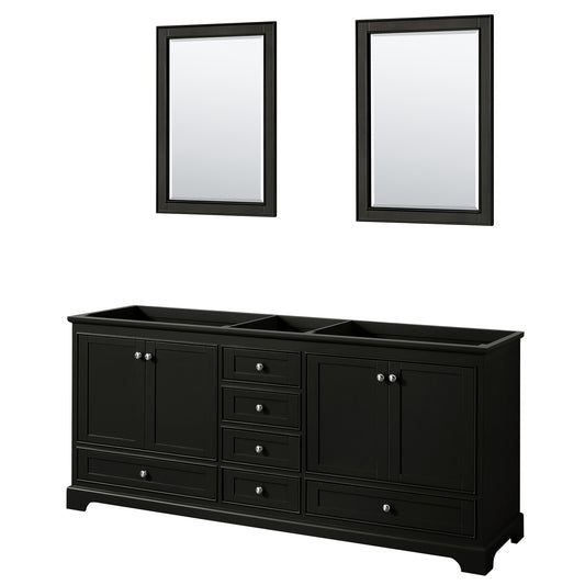 80 Inch Double Bathroom Vanity in Dark Espresso, No Countertop, No Sinks, and 24 Inch Mirrors - Luxe Bathroom Vanities Luxury Bathroom Fixtures Bathroom Furniture