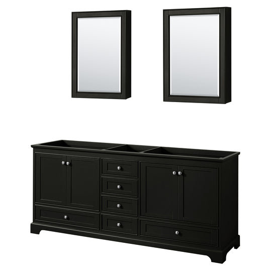 80 Inch Double Bathroom Vanity in Dark Espresso, No Countertop, No Sinks, and Medicine Cabinets - Luxe Bathroom Vanities Luxury Bathroom Fixtures Bathroom Furniture
