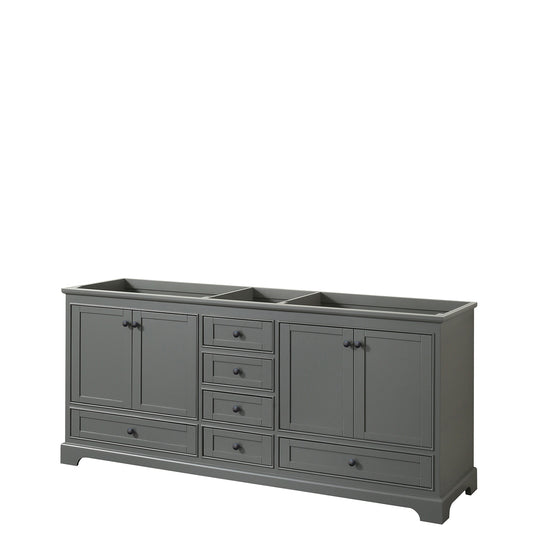 Wyndham Deborah 80 Inch Double Bathroom Vanity, No Countertop, No Sinks in Matte Black Trim - Luxe Bathroom Vanities