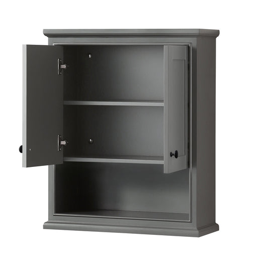 Wyndham Deborah Over-the-Toilet Bathroom Wall-Mounted Storage Cabinet with Matte Black Trim - Luxe Bathroom Vanities