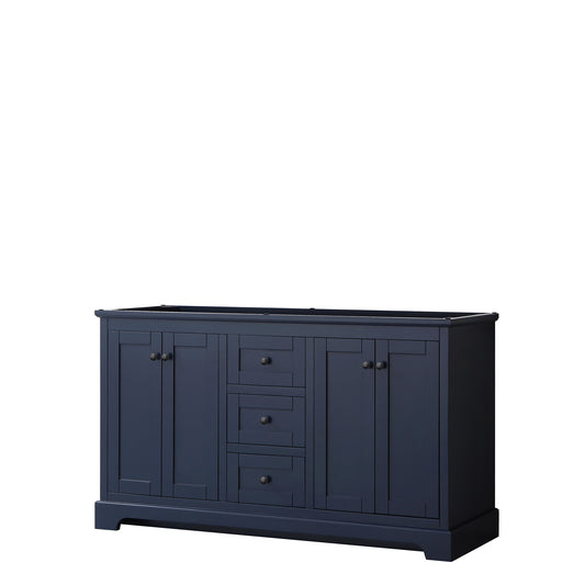 Wyndham Avery 60 Inch Double Bathroom Vanity No Countertop, No Sinks in Matte Black Trim - Luxe Bathroom Vanities