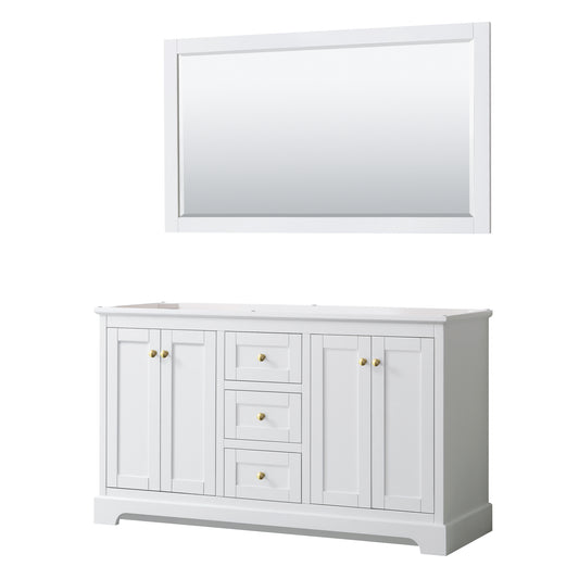 Wyndham Avery 60 Inch Double Bathroom Vanity with Brushed Gold Trim Hardware - Luxe Bathroom Vanities
