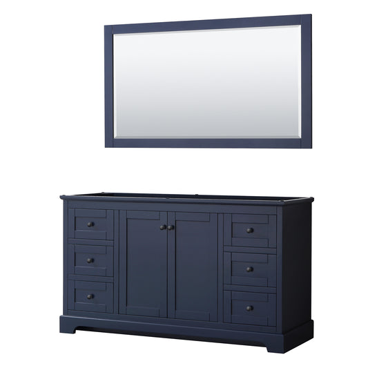 Wyndham Avery 60 Inch Single Bathroom Vanity No Countertop, No Sink in Matte Black Trim with 58 Inch Mirror - Luxe Bathroom Vanities
