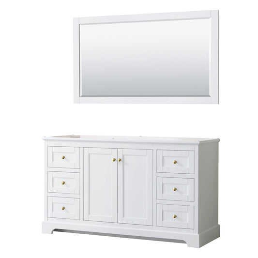 Wyndham Avery 60 Inch Single Bathroom Vanity with Brushed Gold Trim Hardware - Luxe Bathroom Vanities