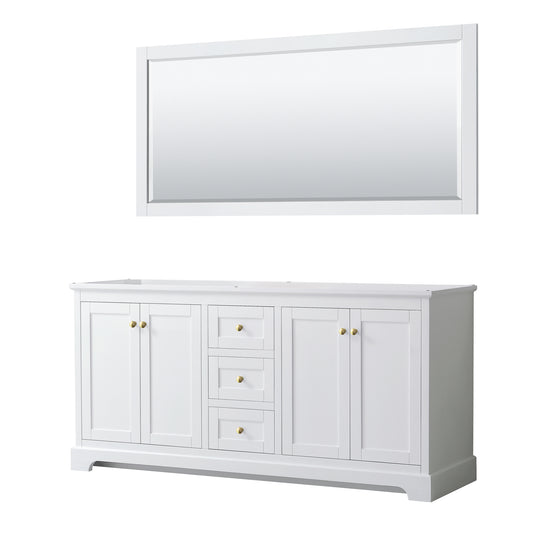 Wyndham Avery 72 Inch Double Bathroom Vanity with Brushed Gold Trim Hardware - Luxe Bathroom Vanities