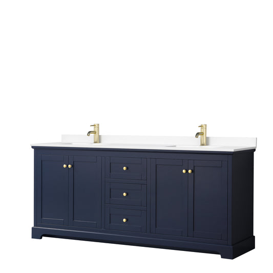Wyndham Collection Avery 80 Inch Double Bathroom Vanity with Countertop and Undermount Square Sinks, No Mirror - Luxe Bathroom Vanities