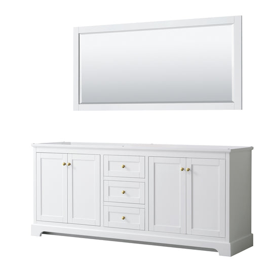 Wyndham Avery 80 Inch Double Bathroom Vanity with Brushed Gold Trim Hardware - Luxe Bathroom Vanities