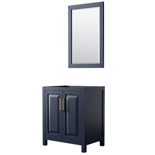 30 Inch Single Bathroom Vanity in Dark Blue, No Countertop, No Sink, 24 Inch Mirror - Luxe Bathroom Vanities Luxury Bathroom Fixtures Bathroom Furniture