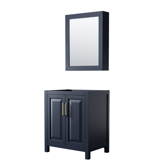 30 Inch Single Bathroom Vanity in Dark Blue, No Countertop, No Sink, Medicine Cabinet - Luxe Bathroom Vanities Luxury Bathroom Fixtures Bathroom Furniture
