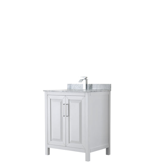30 inch Single Bathroom Vanity, White Carrara Marble Countertop, Undermount Square Sink, and No Mirror - Luxe Bathroom Vanities Luxury Bathroom Fixtures Bathroom Furniture