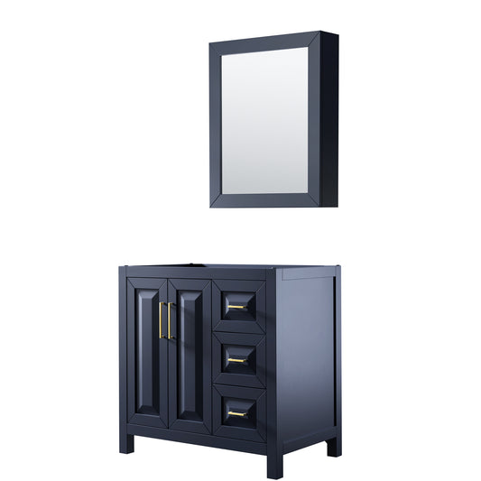 36 Inch Single Bathroom Vanity in Dark Blue, No Countertop, No Sink, Medicine Cabinet - Luxe Bathroom Vanities Luxury Bathroom Fixtures Bathroom Furniture