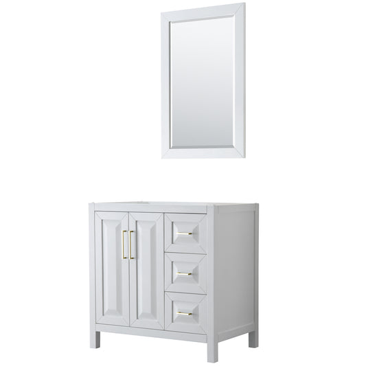 Wyndham Daria 36 Inch Single Bathroom Vanity with Brushed Gold Trim Hardware - Luxe Bathroom Vanities