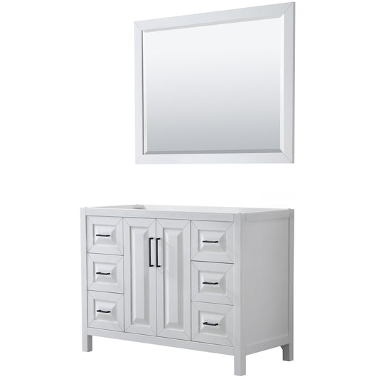 Wyndham Daria 48 Inch Single Bathroom Vanity No Countertop, No Sink in Matte Black Trim with 46 Inch Mirror - Luxe Bathroom Vanities