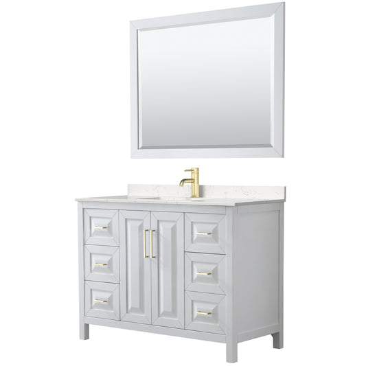 Wyndham Daria 48 Inch Single Bathroom Vanity with Brushed Gold Trim Hardware - Luxe Bathroom Vanities