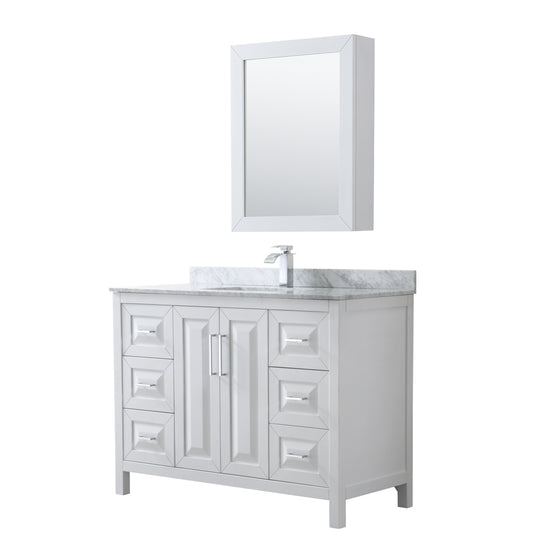 48 inch Single Bathroom Vanity, White Carrara Marble Countertop, Undermount Square Sink, and Medicine Cabinet - Luxe Bathroom Vanities Luxury Bathroom Fixtures Bathroom Furniture