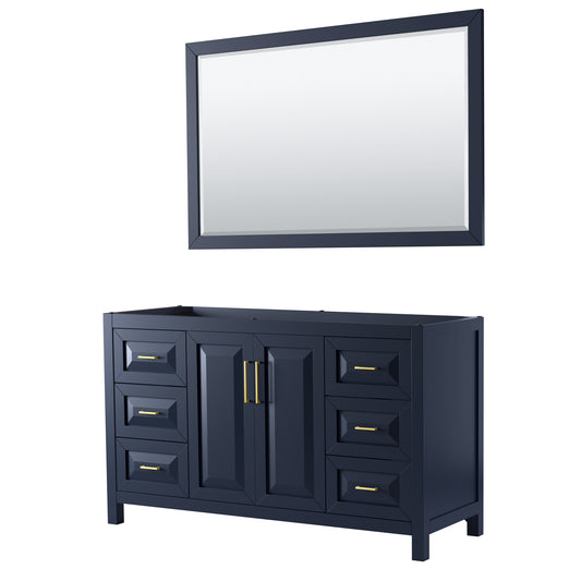 60 Inch Single Bathroom Vanity in Dark Blue, No Countertop, No Sink, 58 Inch Mirror - Luxe Bathroom Vanities Luxury Bathroom Fixtures Bathroom Furniture