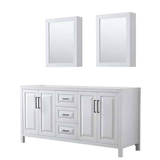 Wyndham Daria 72 Inch Double Bathroom Vanity No Countertop, No Sink in  Matte Black Trim with Medicine Cabinets - Luxe Bathroom Vanities