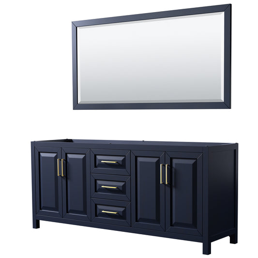 80 Inch Double Bathroom Vanity in Dark Blue, No Countertop, No Sink, 70 Inch Mirror - Luxe Bathroom Vanities Luxury Bathroom Fixtures Bathroom Furniture